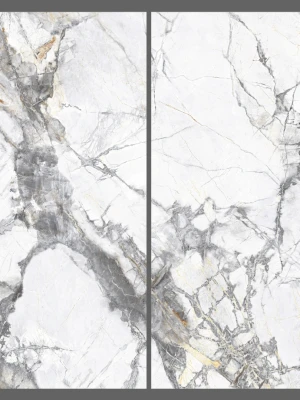 Glancētas flīzes ar sudraba kristāliem GOLDEN STATUARIO, 60x120 cm, TS