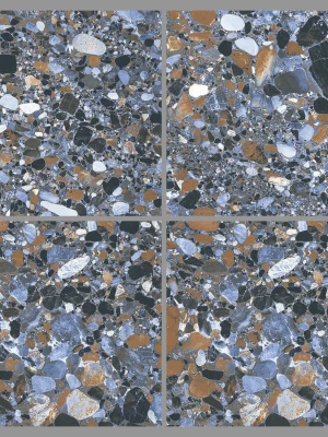 Matētas flīzes (lappato) TERAZZO BLUE, 60x60 cm, DG