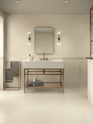 Matte wall tiles BOISERIE LIMESTONE CREAM, 25x75 cm, APE