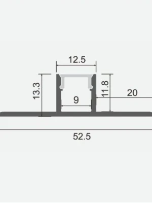 Anodēts flīžu alumīnija profils LED lentei HB-52.5X13.3WCD