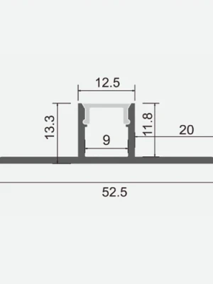 Anodēts flīžu alumīnija profils LED lentei HB-52.5X13.3BCD