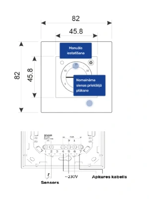 Elektroniskais termoregulators, 3600W, 16A, IP20, melns