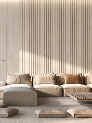 Premium klases akustiskais sienas panelis OAK CREAM NATURAL, 2800 × 600 × 21 mm