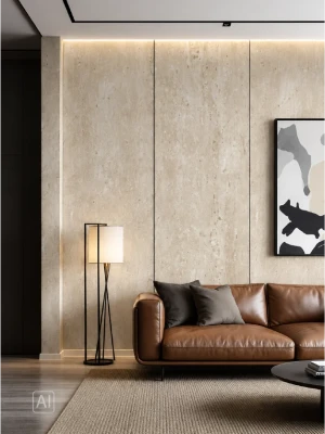 Стеновая панель из бамбукового WPC премиум-класса Beige Stone, 2800 × 1200 × 8 мм