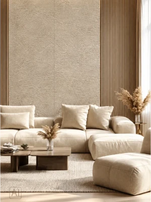 Стеновая панель из бамбукового WPC премиум-класса Crema Marfil Stone, 2800 × 1200 × 8 мм