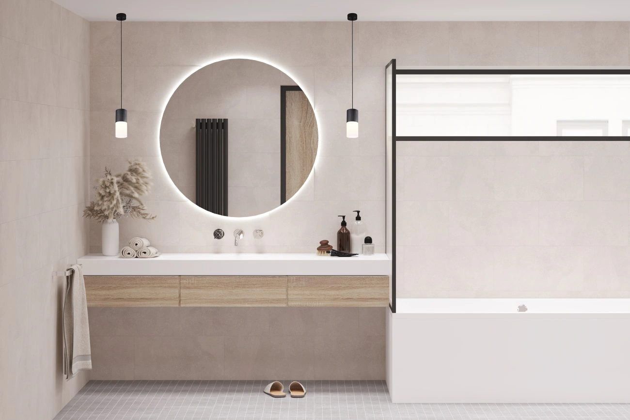 Зеркало LUNA с LED подсветкой, Ø 100 cm, 34.5W, 3000-4000K