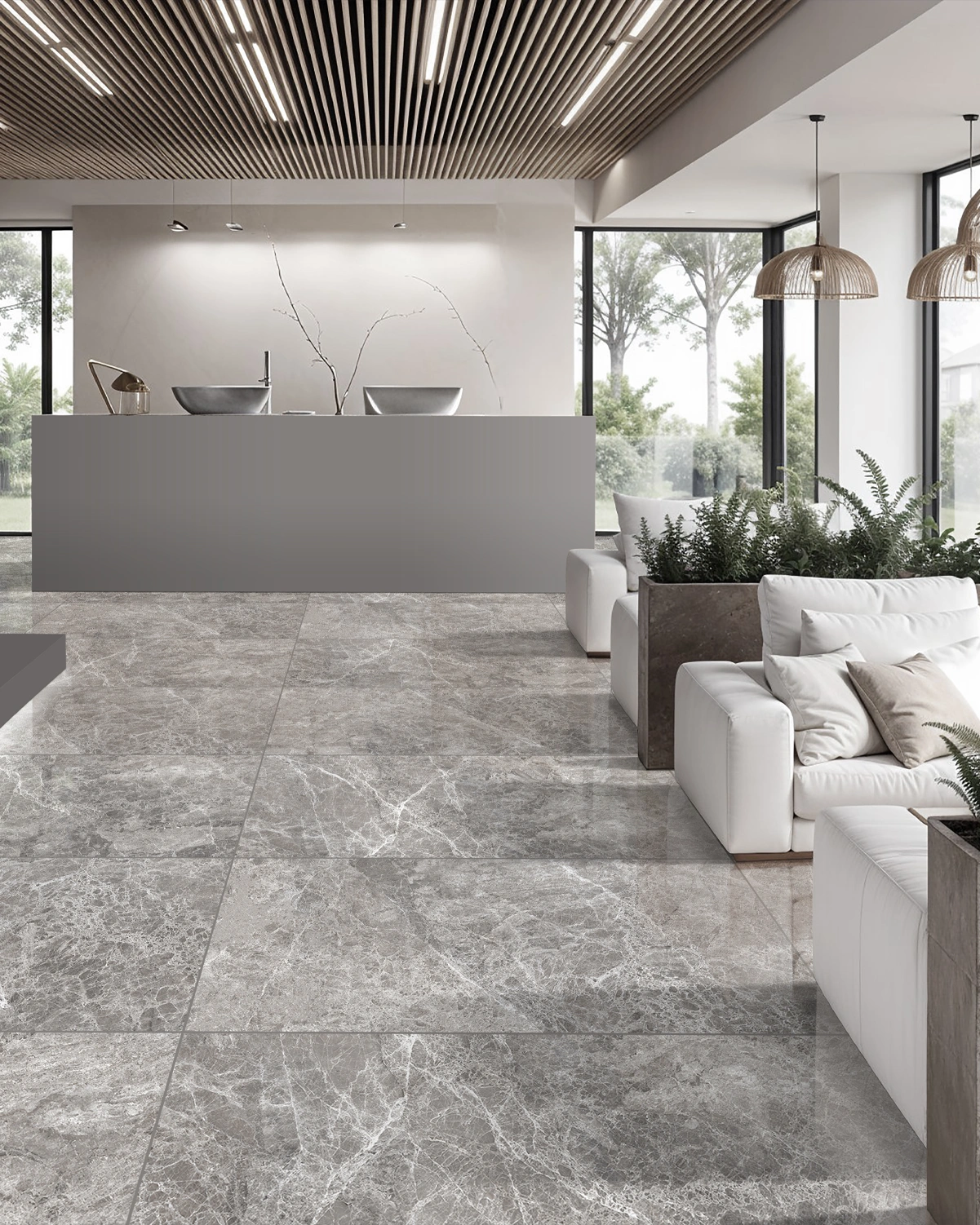 Glancētas flīzes PALERMO GREY, 60x120 cm, LE
