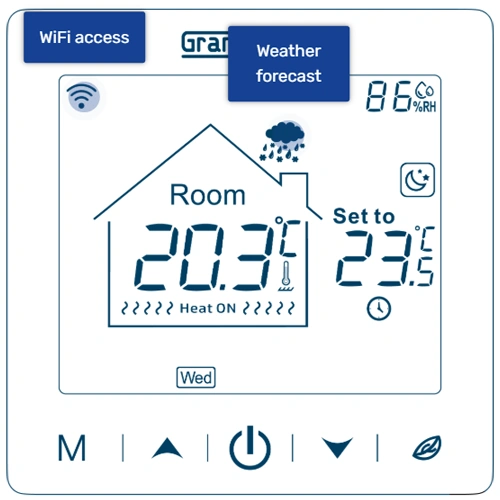 Programmējams temperatūras regulators ar Wi-Fi tālvadības piekļuvi SN-15, 16A, 3,6 kW