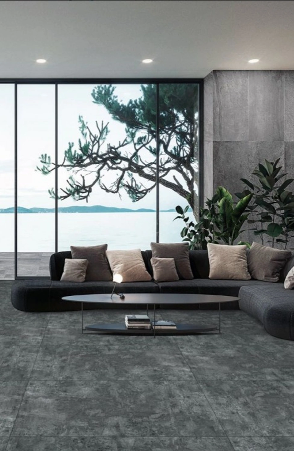 Matētas flīzes ITAKA CEMENT DARK, 60x120 cm, TS