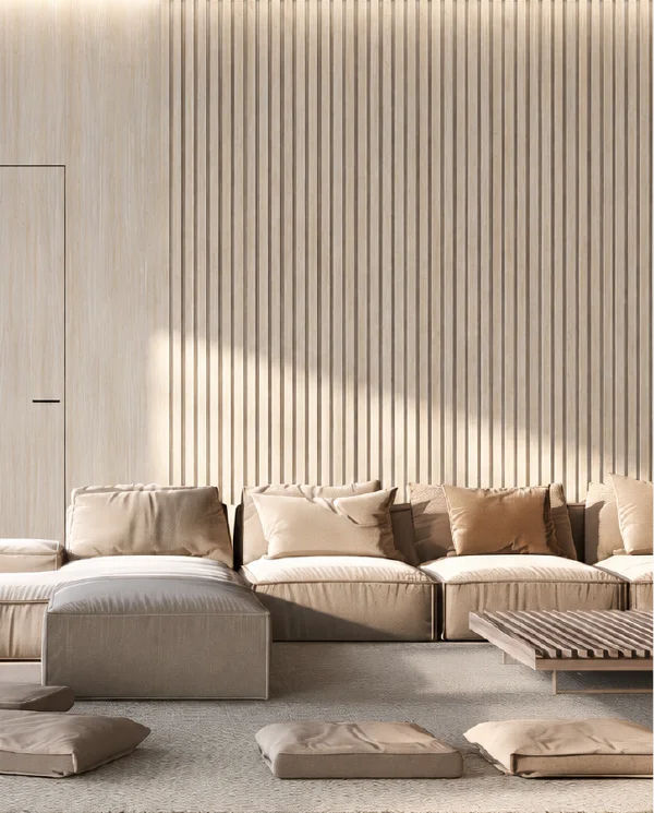 Premium klases akustiskais sienas panelis OAK CREAM NATURAL, 2800 × 600 × 21 mm