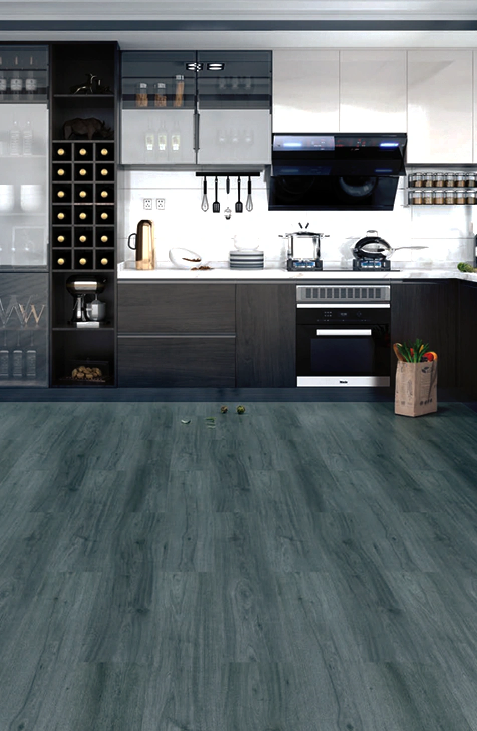 Quartz vinyl tiles NORDIC GREY, SPC, Click system