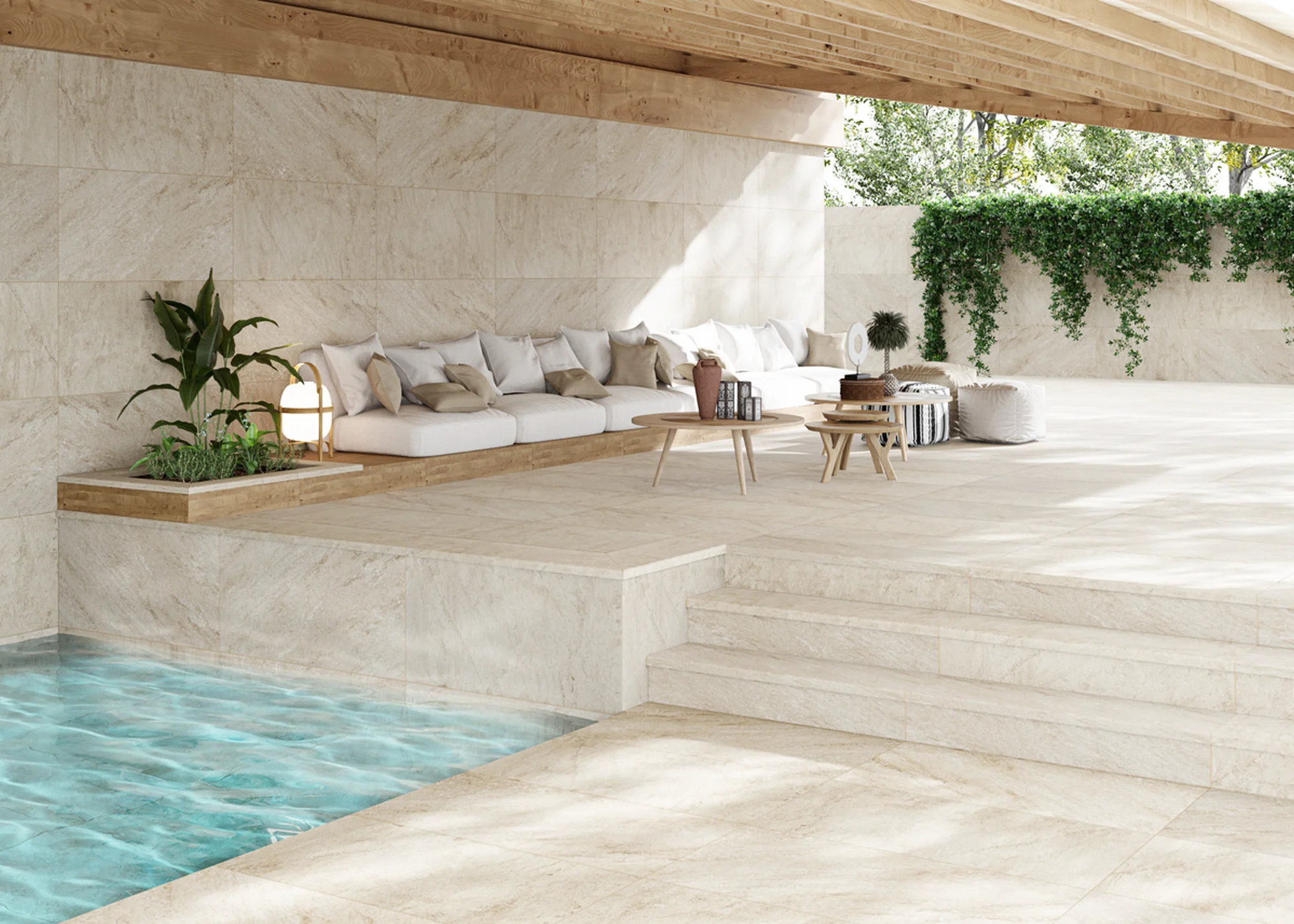 Kāpņu flīzes BEIGE STONE, 120 x 31.7 cm, GR