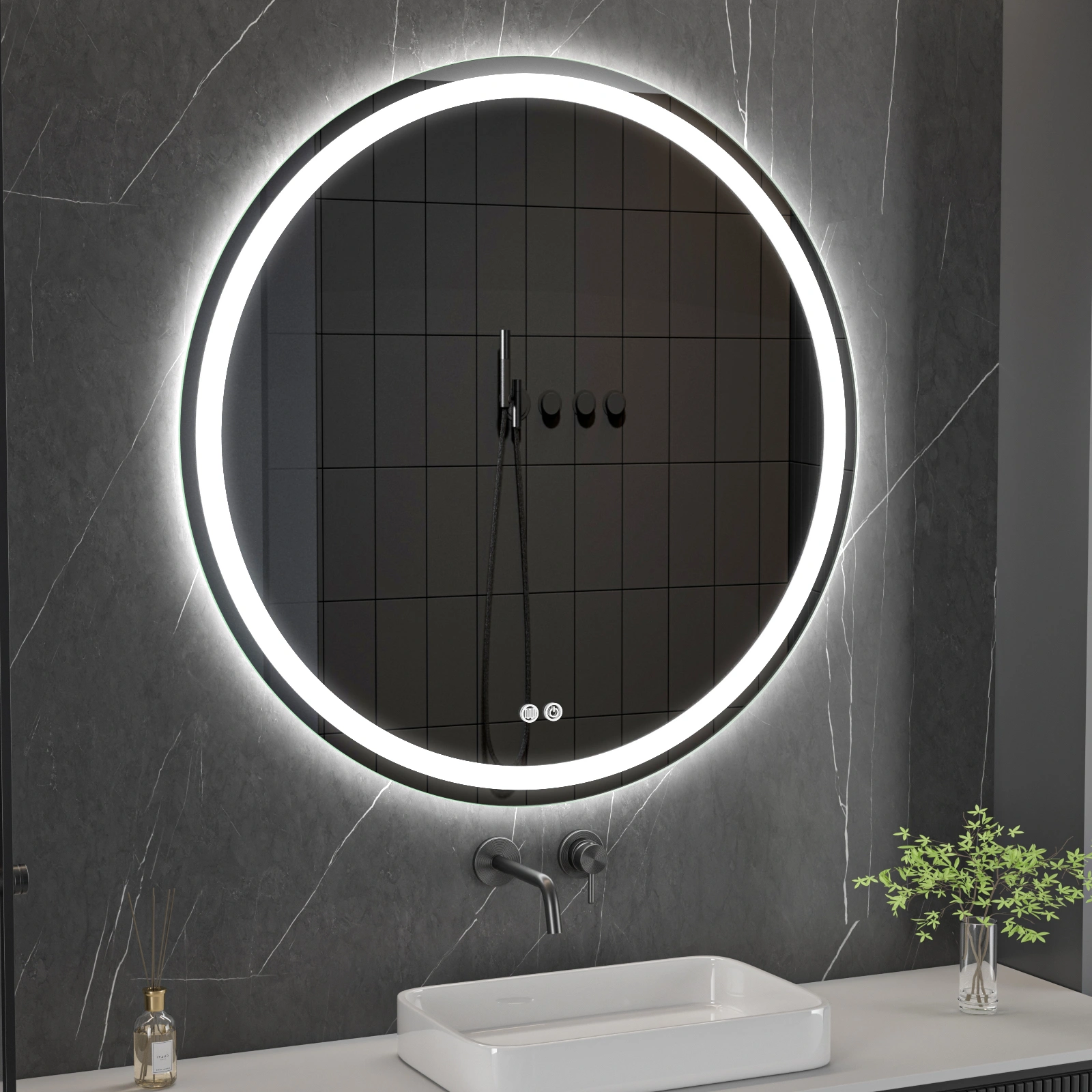 LED spogulis ar apsildes funkciju RONDO, Ø 100 cm, 2700-6500K, 31W, 3388Lm, IP44