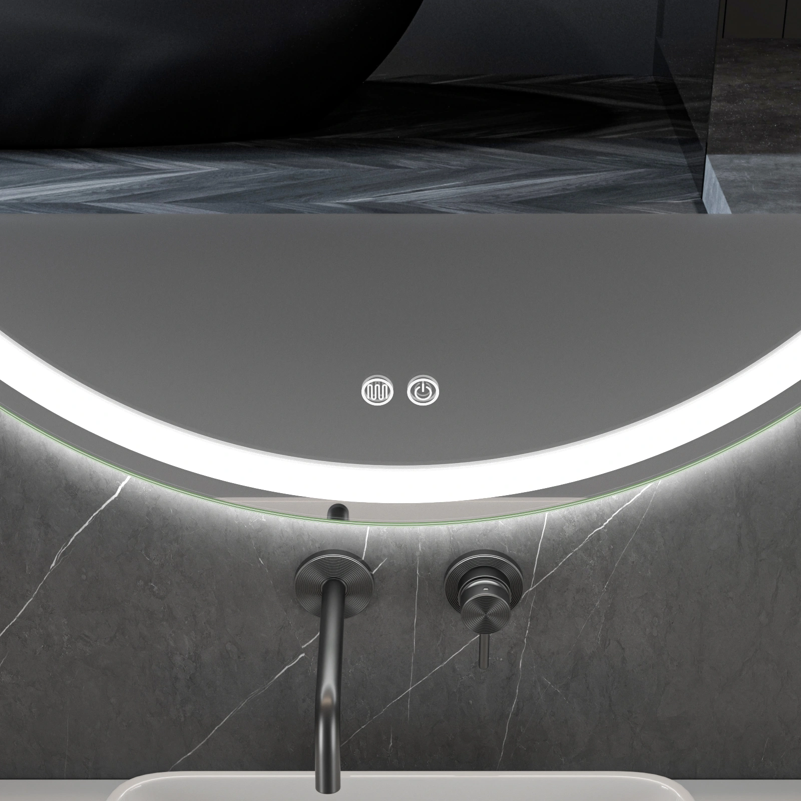 LED spogulis ar apsildes funkciju RONDO, Ø 100 cm, 2700-6500K, 31W, 3388Lm, IP44