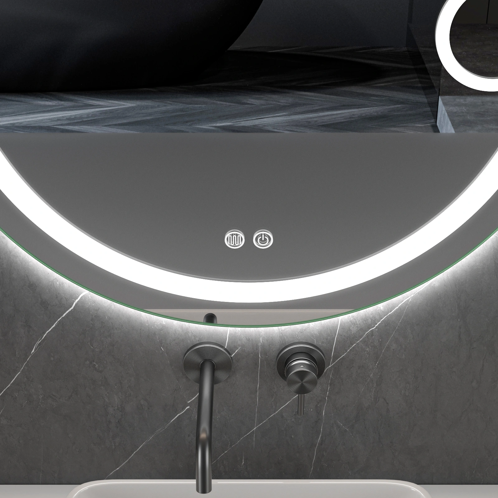 LED spogulis ar apsildes funkciju SOLAR, Ø 80 cm, 2700-6500K, 52W, 3025Lm, IP44