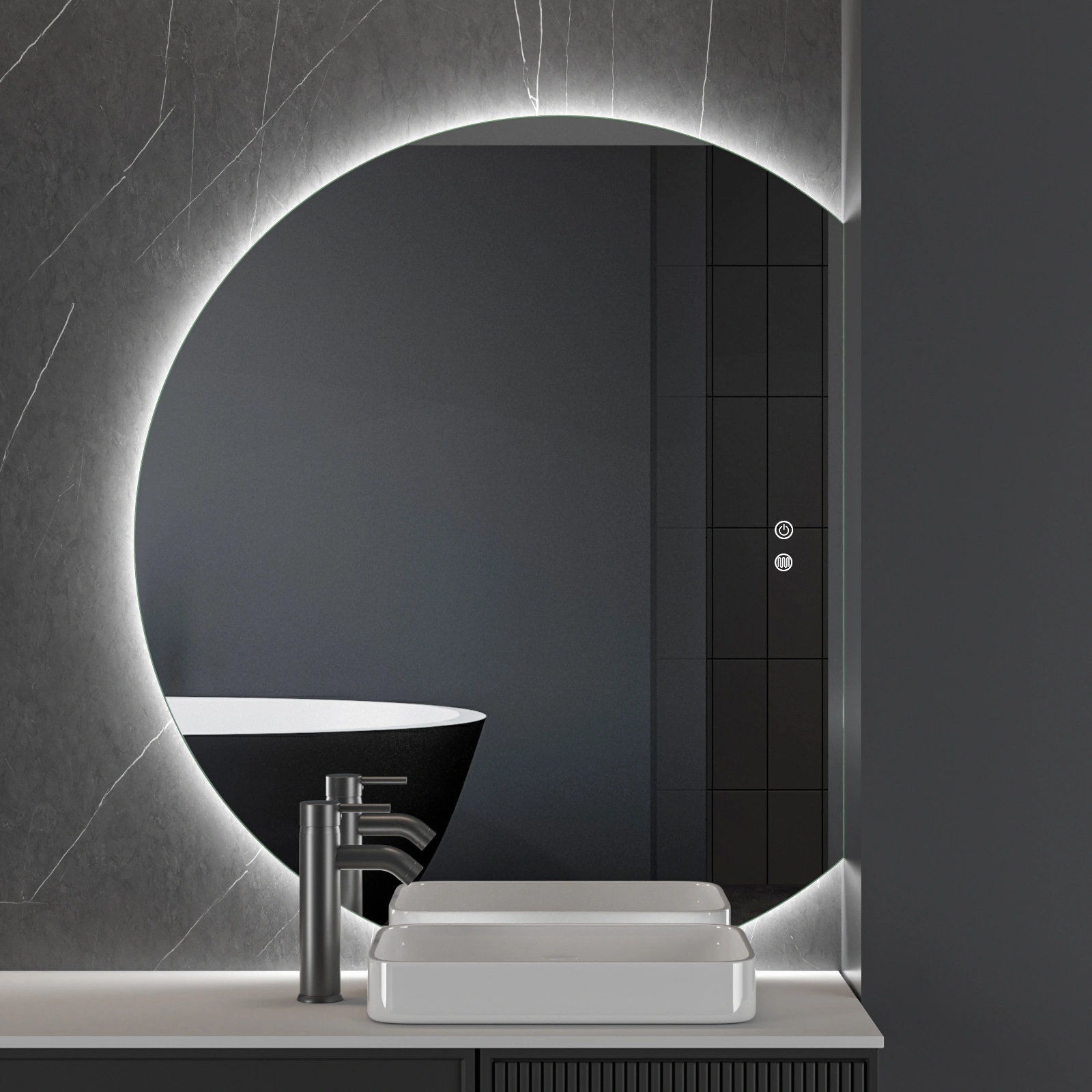 LED spogulis ar apsildes funkciju PORTO Medium, 80 x 100 cm, 2700-6500K, 31W, 3509Lm, IP44