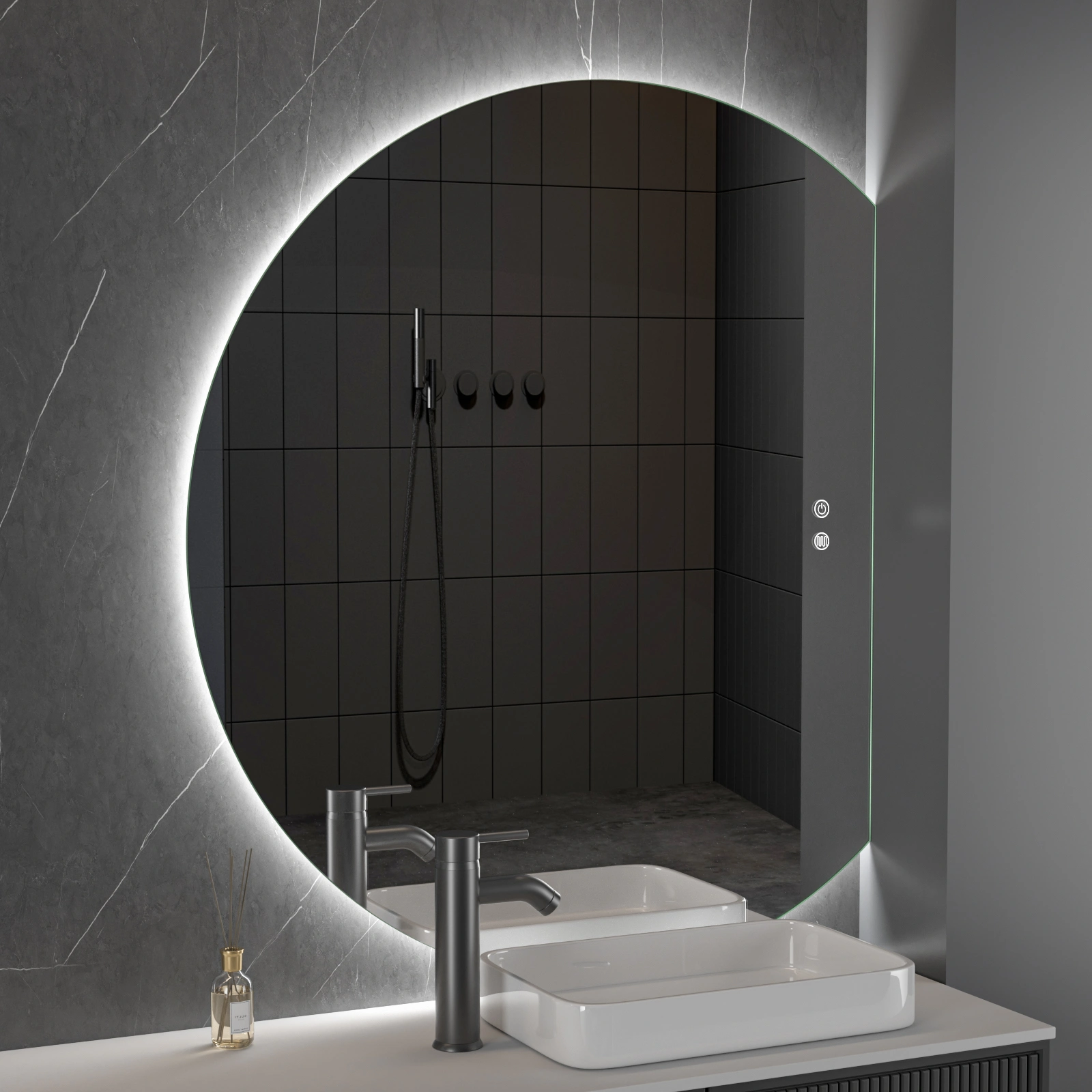 LED spogulis ar apsildes funkciju PORTO Medium, 80 x 100 cm, 2700-6500K, 31W, 3509Lm, IP44