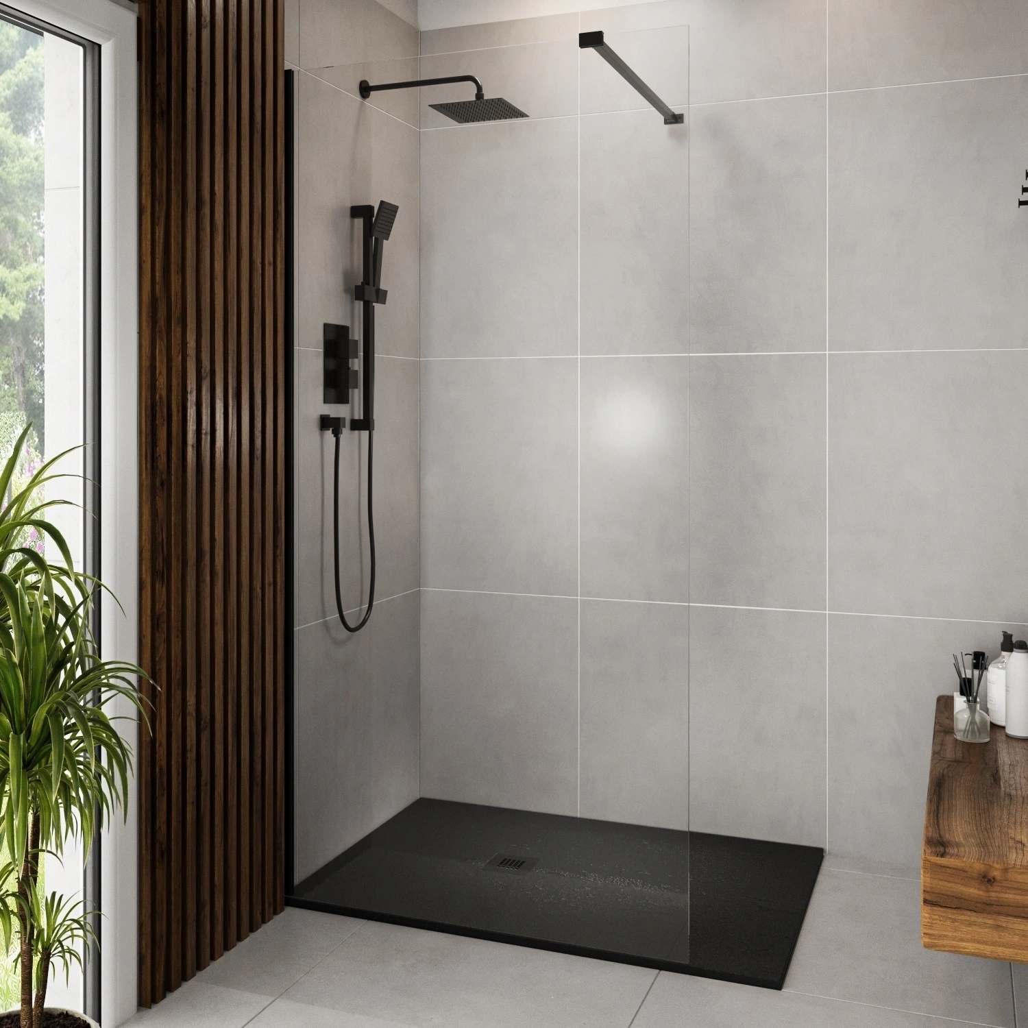 Shower tray with anti-slip coating, 80x80x3.5 cm
