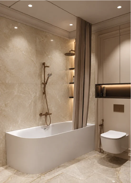 Премиум-класса SPC водостойкая матовая стеновая панель MARBLE CREMA, 2800 × 1200 × 4 мм