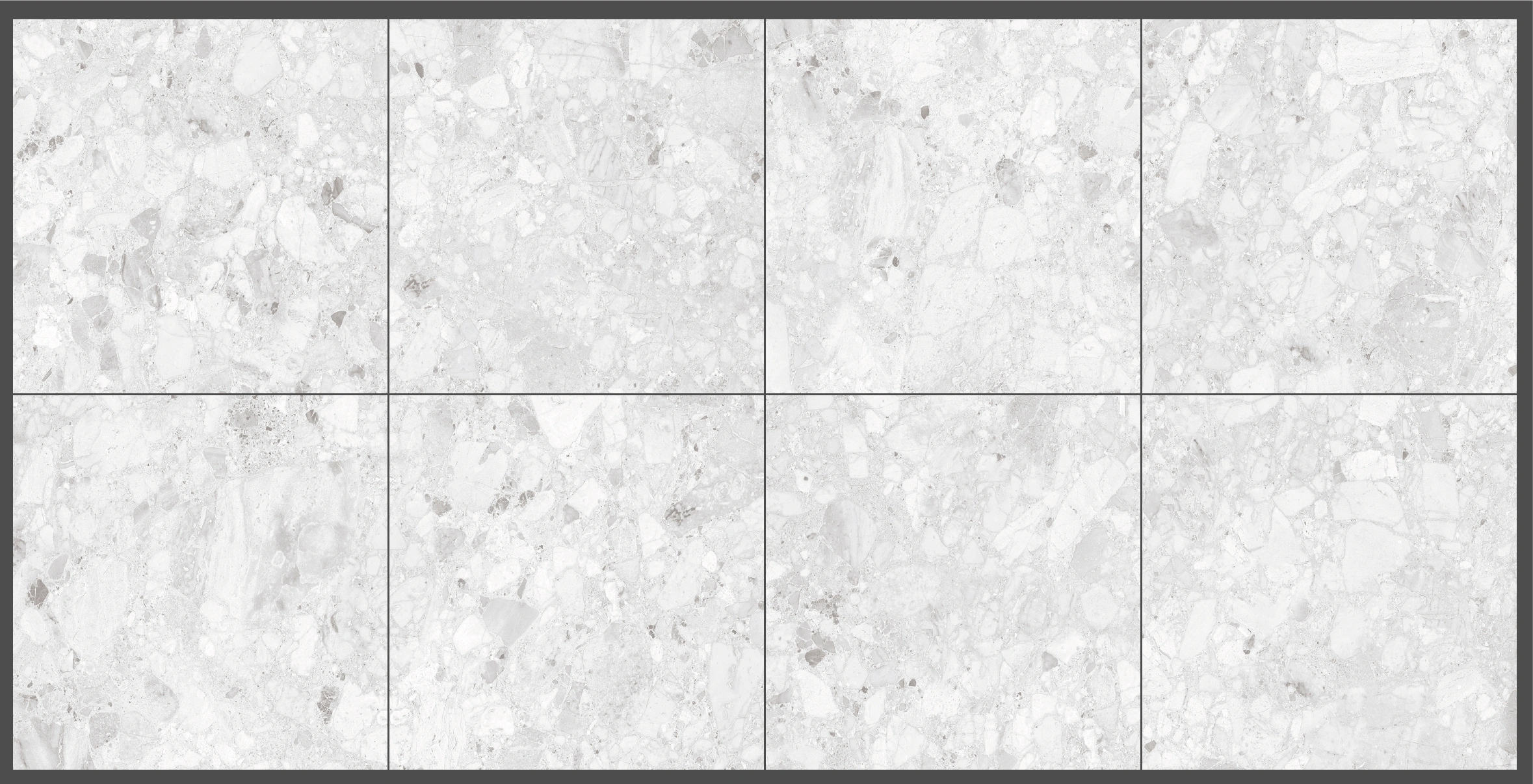 Glancētas flīzes TERRAZZO LIGHT GREY, 60x60 cm, LE