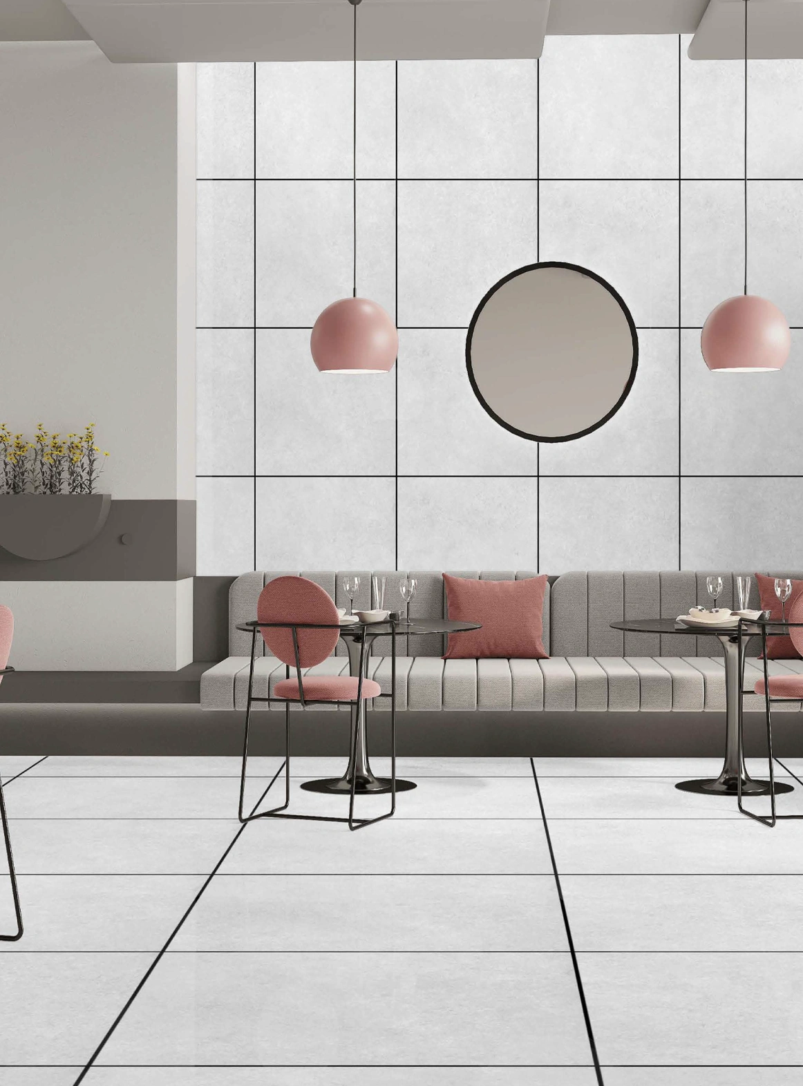 Matte tiles CEMENTO RUSTICO BIANCO, 60x60 cm, DG