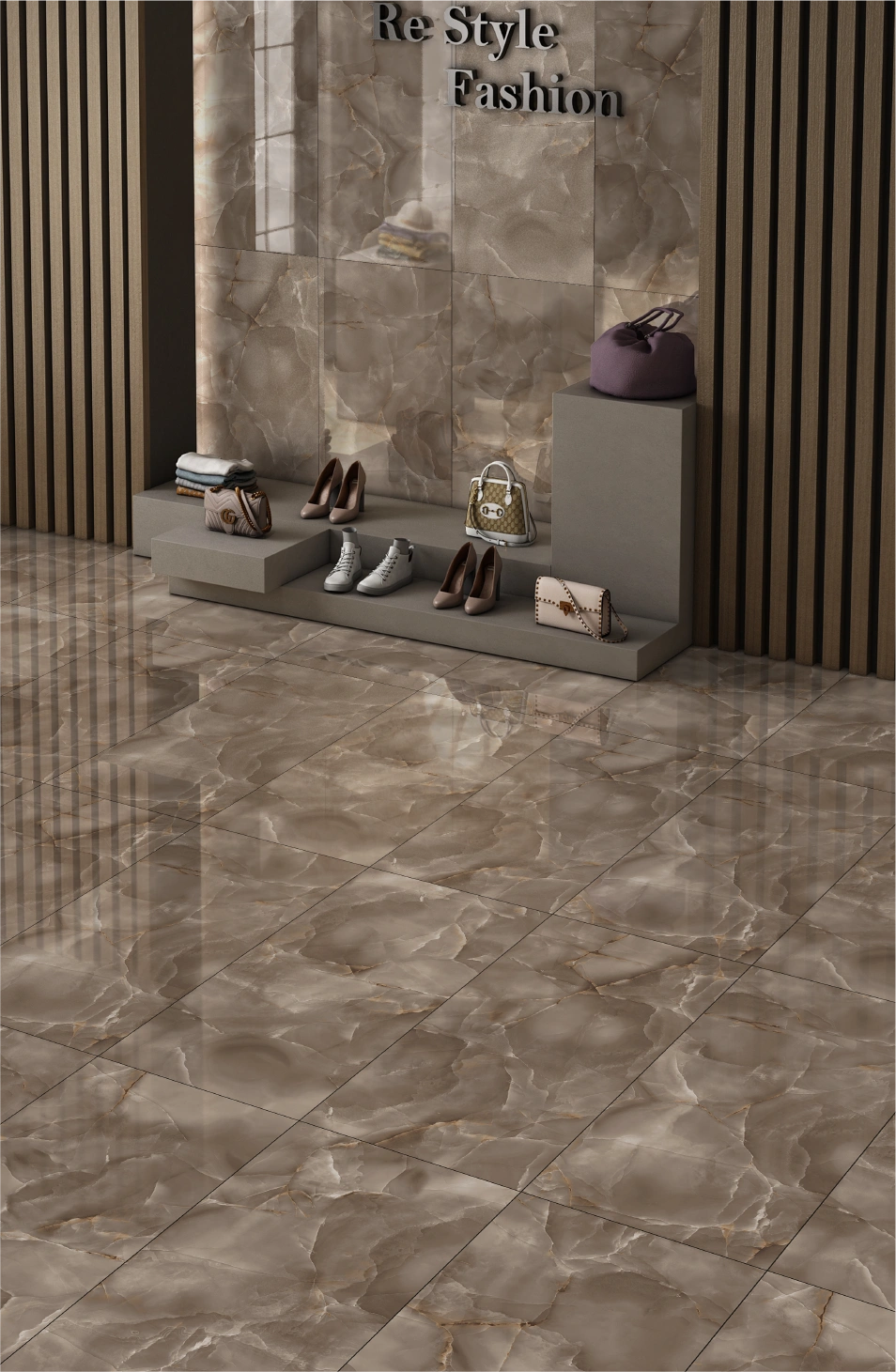 Glossy tiles ONICE CAFFE IMPERIALE HIGH-GLOSSY, 60x120cm, SC