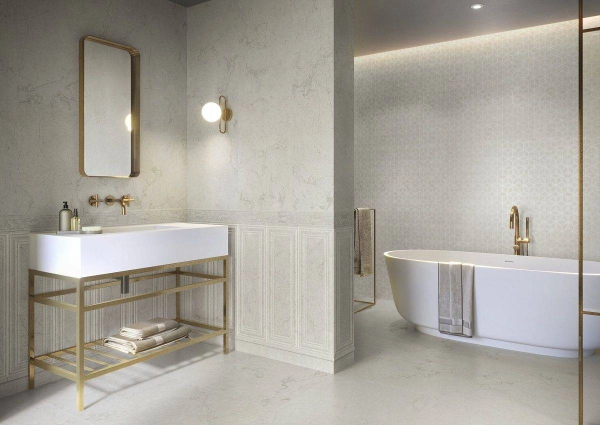 Matētas sienas flīzes BOISERIE LIMESTONE CREAM, 25x75 cm, APE