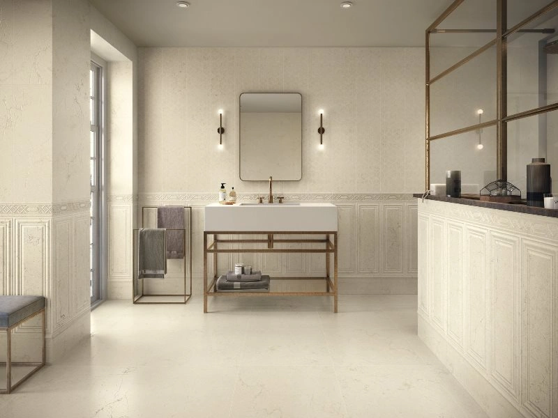Matētas sienas flīzes BOISERIE LIMESTONE CREAM, 25x75 cm, APE