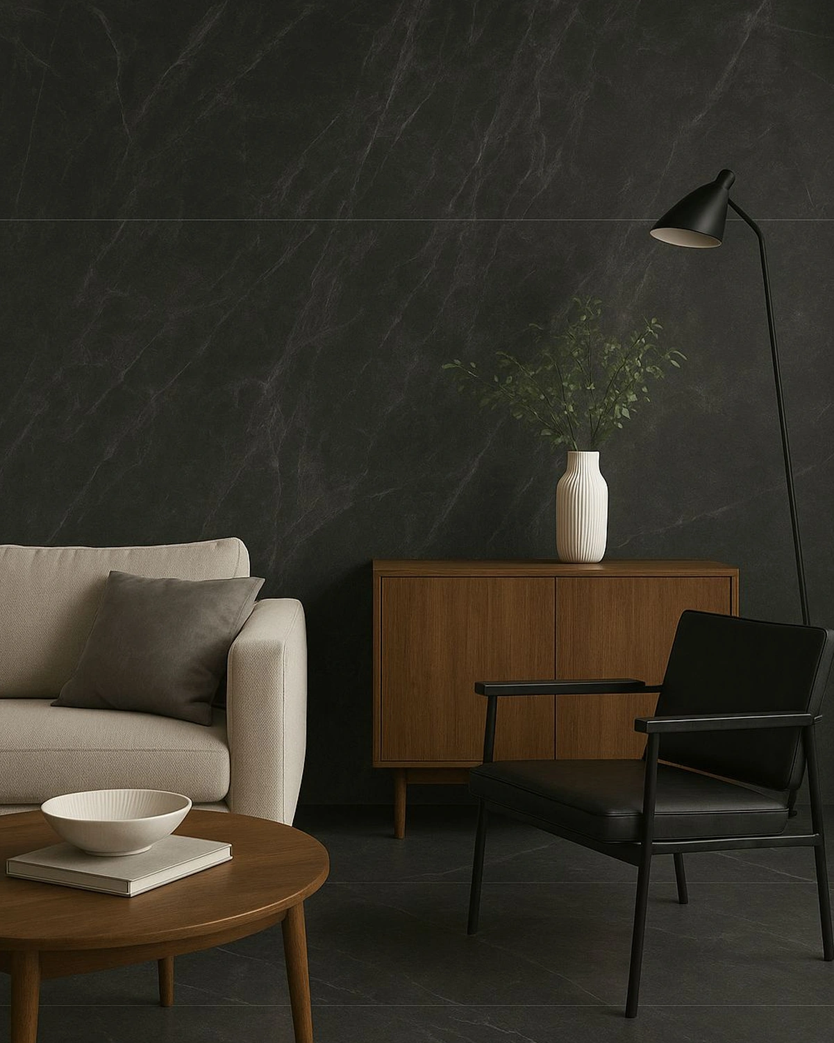 Matētas flīzes TOSCANA NERO CARVING, 60x120 cm, LE