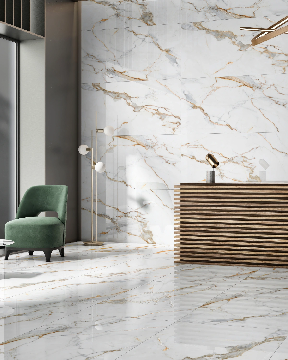 Glancētas flīzes ar zelta kristāliem GOLDEN SILK, 60x120 cm, TS