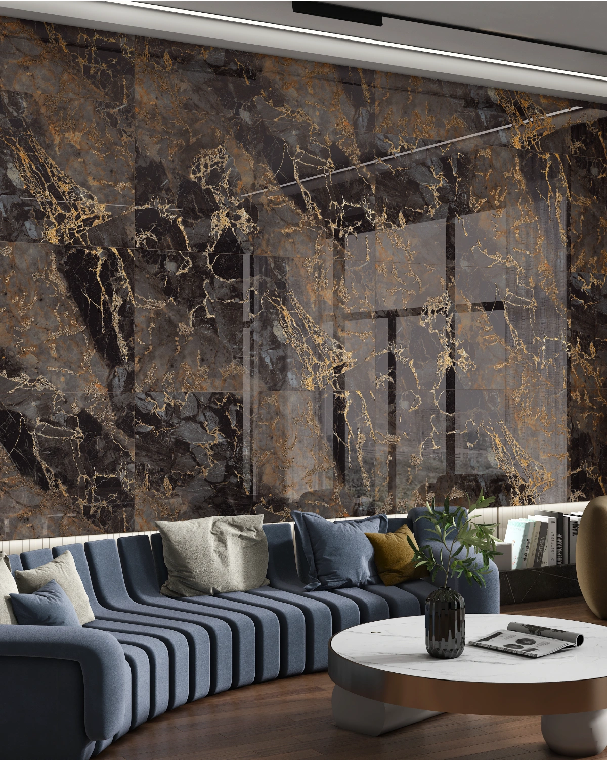 Glancētas flīzes ar zelta kristāliem GOLDEN IMPRERIAL, 60x120 cm, TS