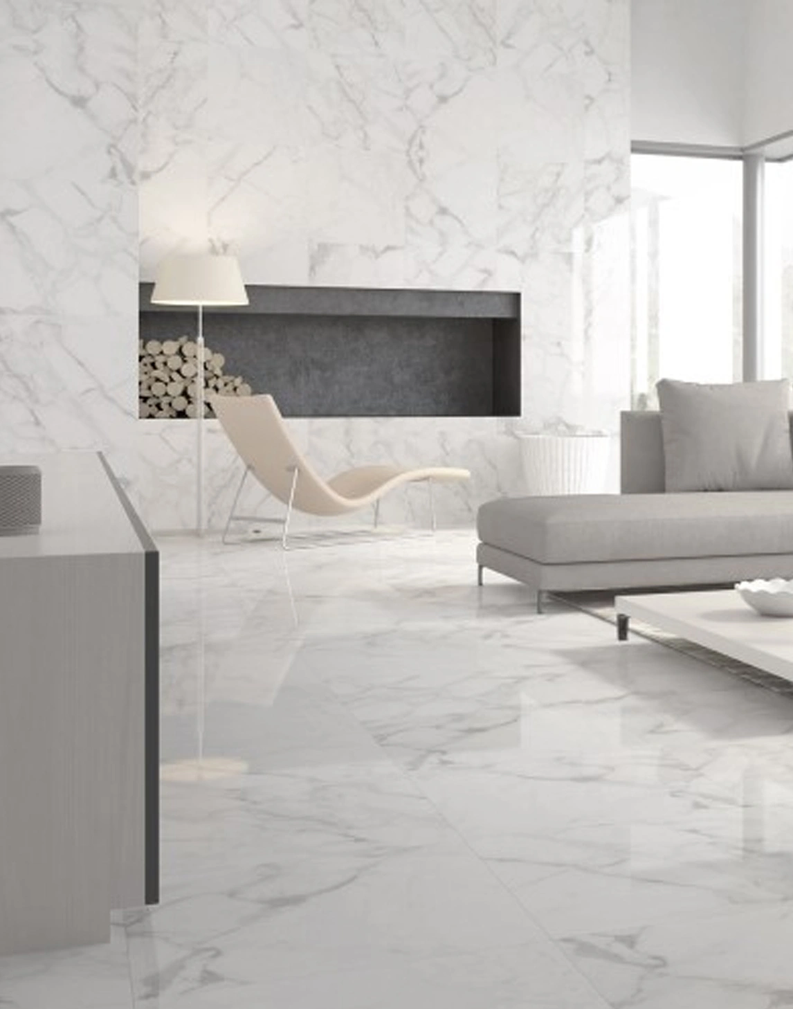 Matētas flīzes SMOKE WHITE MARBLE, 60x120 cm, slim, AC