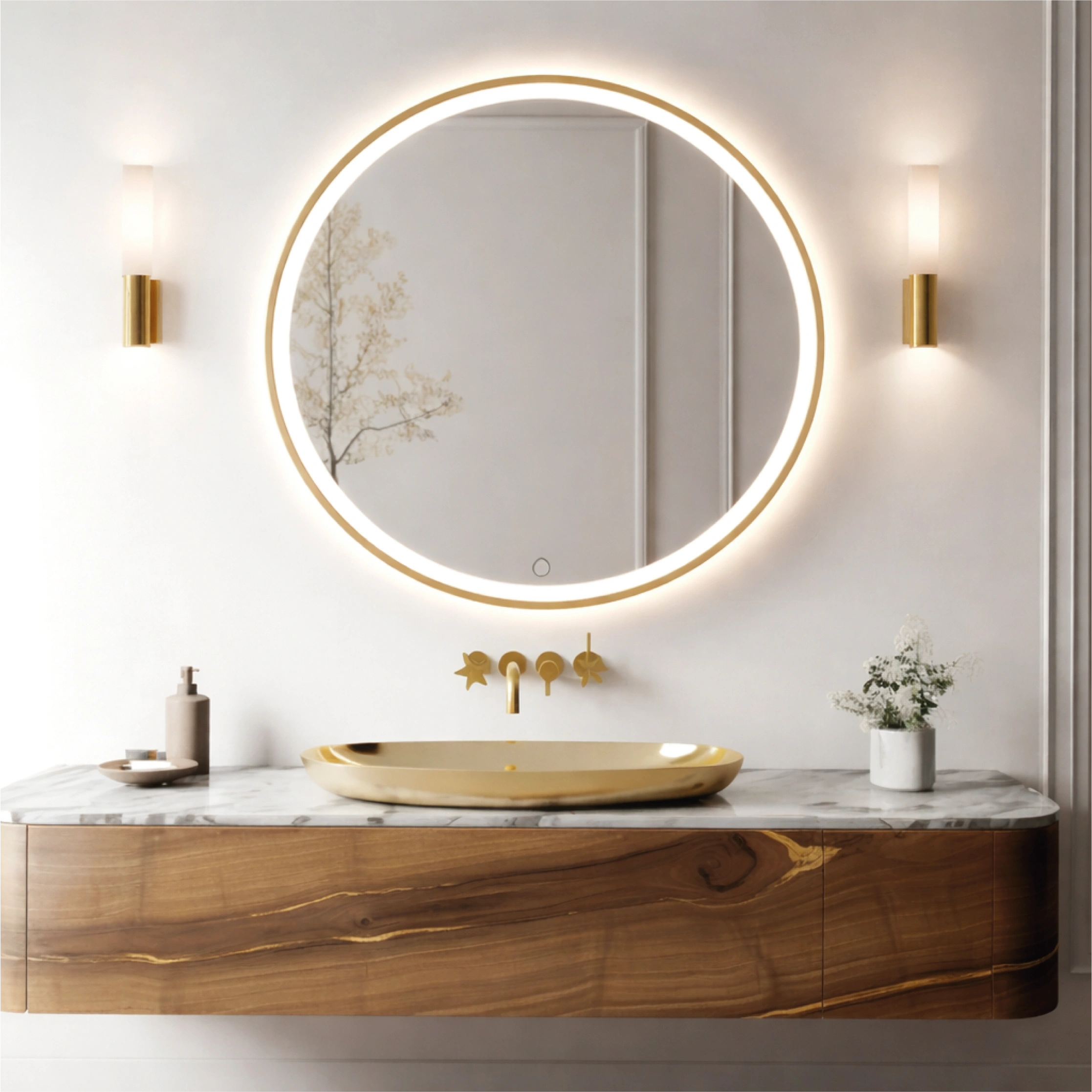 Spogulis ar LED apgaismojumu Ø 80 cm, 36W, 3CCT