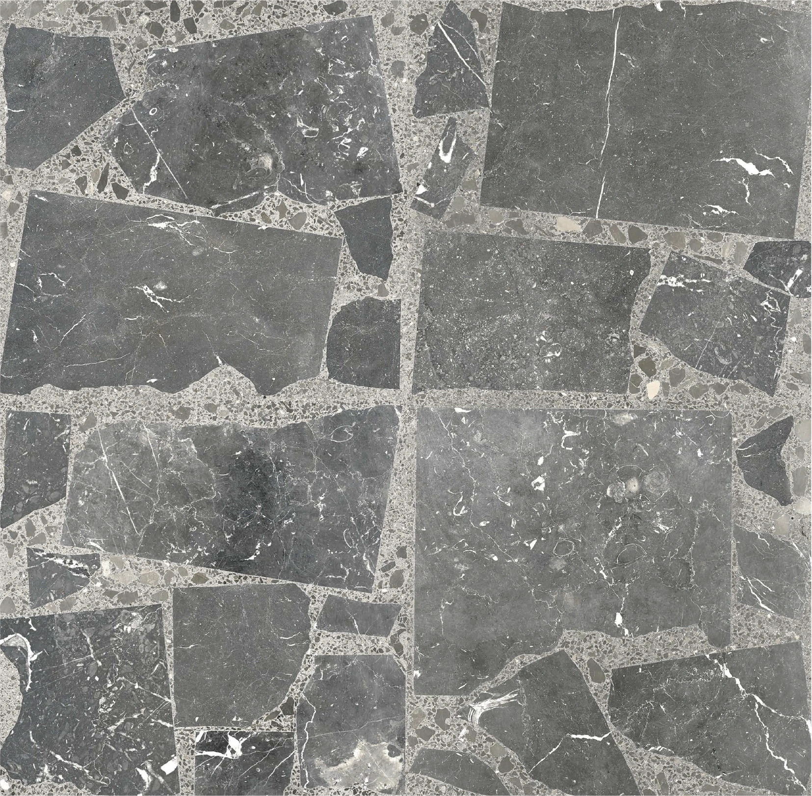 Matētas flīzes FRAMMENTO NERO, 60x60 cm, DG